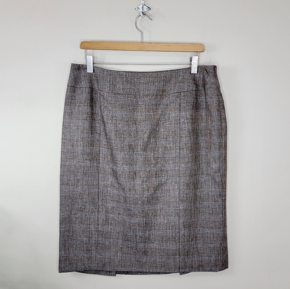 Lafayette 148 | Brown Subtle Plaid Straight Skirt Size 12 - Picture 1 of 4